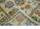 Beige and Rust Hand-Knotted Traditional Oushak Wool Area Rug