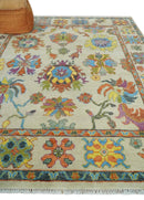 Beige and Rust Hand-Knotted Traditional Oushak Wool Area Rug by The Rug Decor