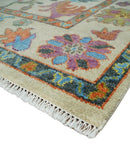 Beige and Rust Hand-Knotted Traditional Oushak Wool Area Rug by The Rug Decor