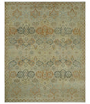 Beige and Rust 8x10 Textured Low Pile Hand Knotted Traditional Wool Area Rug by The Rug Decor