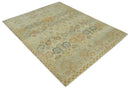 Beige and Rust 8x10 Textured Low Pile Hand Knotted Traditional Wool Area Rug by The Rug Decor