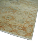 Beige and Rust 8x10 Textured Low Pile Hand Knotted Traditional Wool Area Rug by The Rug Decor
