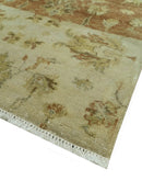 Beige And Rust Traditional Serapi Design Hand Knotted 2x5 Wool Area Rug
