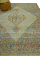Beige and Rust Traditional Turkish Medallion Hand Knotted 8x10 Wool Area Rug