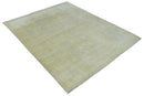 Beige and Silver Traditional Hand Knotted 8x10 Wool Oushak Area Rug