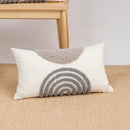 Beige and white geometric embroidery tassel cushion cover living room by Decorbites