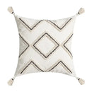 Beige and white geometric embroidery tassel cushion cover living room by Decorbites
