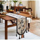 GobekUsa Bamboo Leaf Swallow Print Table Runner for Chinoiserie Chic Farmhouse Decor