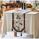 GobekUsa Bamboo Leaf Swallow Print Table Runner for Chinoiserie Chic Farmhouse Decor