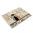 Beige & black cat linen placemat set for dining room table decor by Decorbites