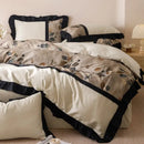 GobekUsa Ice Rayon Summer Bedding Set with Lace - Silky & Cozy Single/Double Bed Set