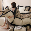 GobekUsa Ice Rayon Summer Bedding Set with Lace - Silky & Cozy Single/Double Bed Set