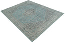 Beige Blue Gray Wool Hand Knotted Area Rug - Antique Distressed Traditional Style by The Rug Decor