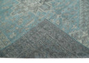 Beige Blue Gray Wool Hand Knotted Area Rug - Antique Distressed Traditional Style by The Rug Decor