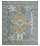 Beige Blue Ivory Hand Knotted Wool Area Rug - Heirloom Quality