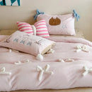 GobekUsa Bow-knot Embroidered Velvet Duvet Bedding Set cozy winter bedding with pillowcase