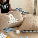 GobekUsa Bow-knot Embroidered Velvet Duvet Bedding Set cozy winter bedding with pillowcase