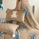 GobekUsa Bow-knot Embroidered Velvet Duvet Bedding Set cozy winter bedding with pillowcase