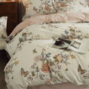 GobekUsa Butterfly Blooming Flowers Print 100% Egyptian Cotton Bedding Set