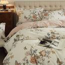GobekUsa Butterfly Blooming Flowers Print 100% Egyptian Cotton Bedding Set