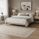 Beige Border Design Hand Loomed Wool Area Rug