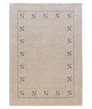Wool Area Rug Beige Ivory Border Hand Loomed Artisan Crafted by The Rug Decor