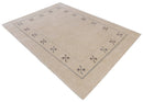 Wool Area Rug Beige Ivory Border Hand Loomed Artisan Crafted by The Rug Decor