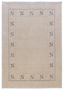 Beige Border Design Hand Loomed Wool Area Rug