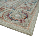 Beige, Brown and Blue Hand Tufted floral Aubusson design 8x10 wool Area Rug by The Rug Decor