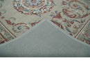 Beige, Brown and Blue Hand Tufted floral Aubusson design 8x10 wool Area Rug by The Rug Decor