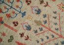 Wool Area Rug Hand Knotted Beige Brown Rust Tree of Life Pattern Traditional Oushak