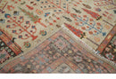 Wool Area Rug Hand Knotted Beige Brown Rust Tree of Life Pattern Traditional Oushak
