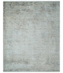 3x5 Beige, Brown and Silver Antique Finish Silk Area Rug