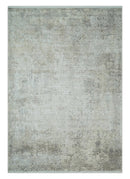Beige Brown Silver Antique Finish Oriental Silk Area Rug 3x5