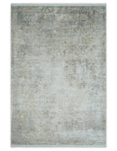 3x5 Beige, Brown and Silver Antique Finish Silk Area Rug