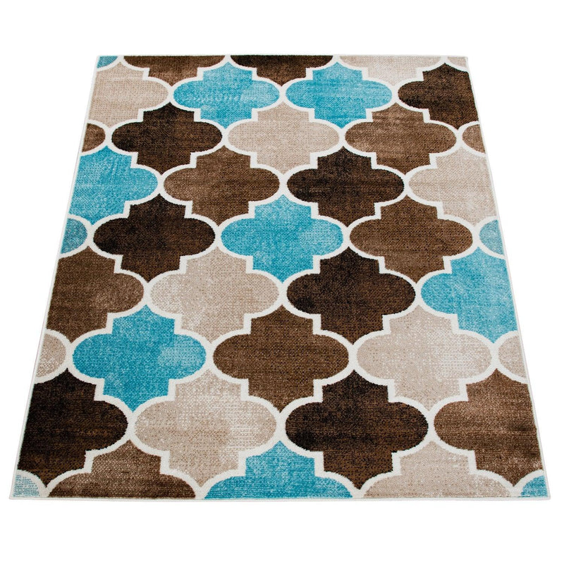 Beige Brown Area Rug for Living Room Moroccan Pattern