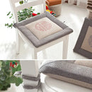 Beige & brown non-slip linen seat cushion dining room chair pad by Decorbites