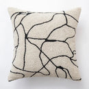Beige & brown striped geometric line art cushion cover living room by Decorbites