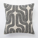 Beige & brown striped geometric line art cushion cover living room by Decorbites