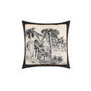 Beige cartoon print velvet cushion cover living room jungle decor by Decorbites