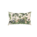 Beige cartoon print velvet cushion cover living room jungle decor by Decorbites