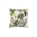 Beige cartoon print velvet cushion cover living room jungle decor by Decorbites