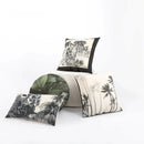 Beige cartoon print velvet cushion cover living room jungle decor by Decorbites