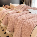 GobekUsa Carved Velvet Warmth Blanket - Soft Fluffy Sofa Bed Cover