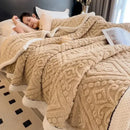 GobekUsa Carved Velvet Warmth Blanket - Soft Fluffy Sofa Bed Cover