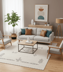 Beige Center Medallion Design Hand Loomed Wool Area Rug
