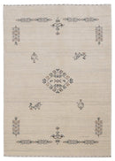 Beige Center Medallion Design Hand Loomed Wool Area Rug