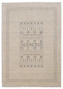 Beige Center Pattern Design Hand Loomed Wool Area Rug