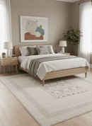 Beige Center Pattern Design Hand Loomed Wool Area Rug