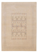 Beige Center Pattern Hand-Loomed Wool Area Rug with Traditional Gabbeh Design by The Rug Decor